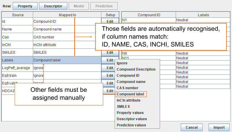 Import from spreadsheet